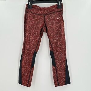 NIKE Dri Fit Women’s Coral/Black Cropped Athletic Leggings Size Small